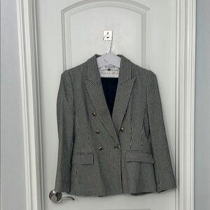 Zara Black and White Houndstooth Blazer